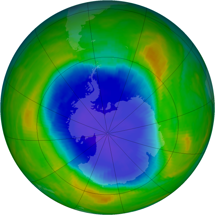 Antarctic ozone map for 12 November 1987